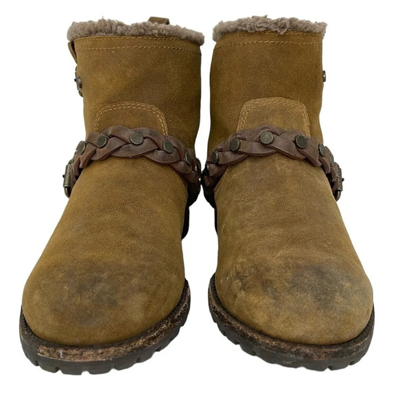 Sigerson Morrison Boots Women's 7 Brown Suede Leather Ankle Booties Shearling - Picture 5 of 14